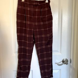 Maroon plaid pants